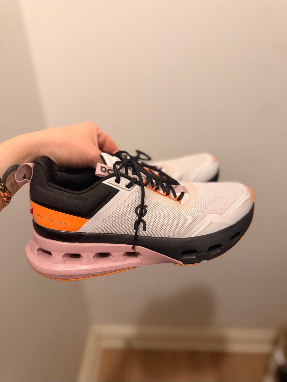 On Running Women’s Cloudnova Sneakers - White, Pink & Orange Accents